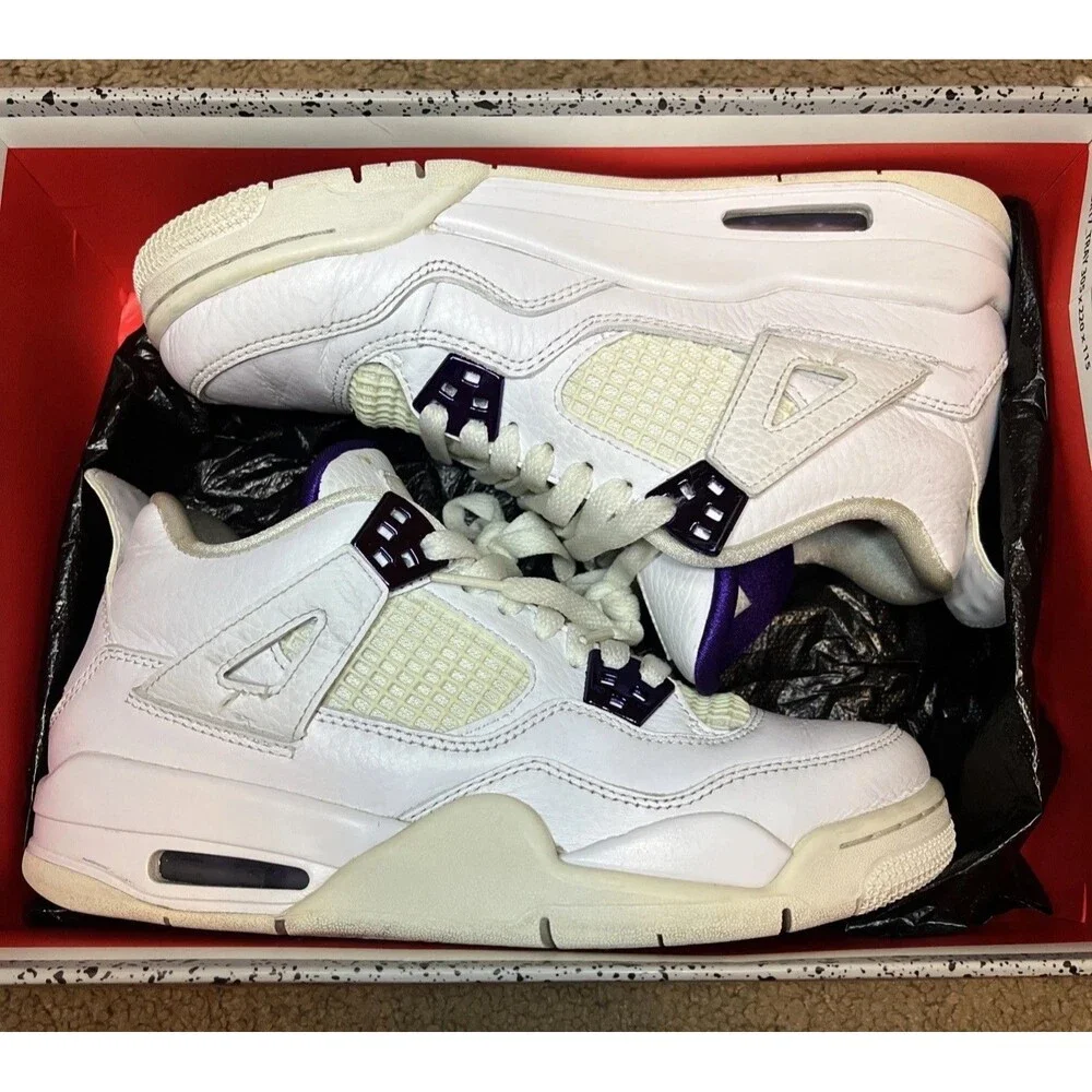 Size 6 - Nike Air Jordan 4 Retro GS Purple Metallic Men's Shoes